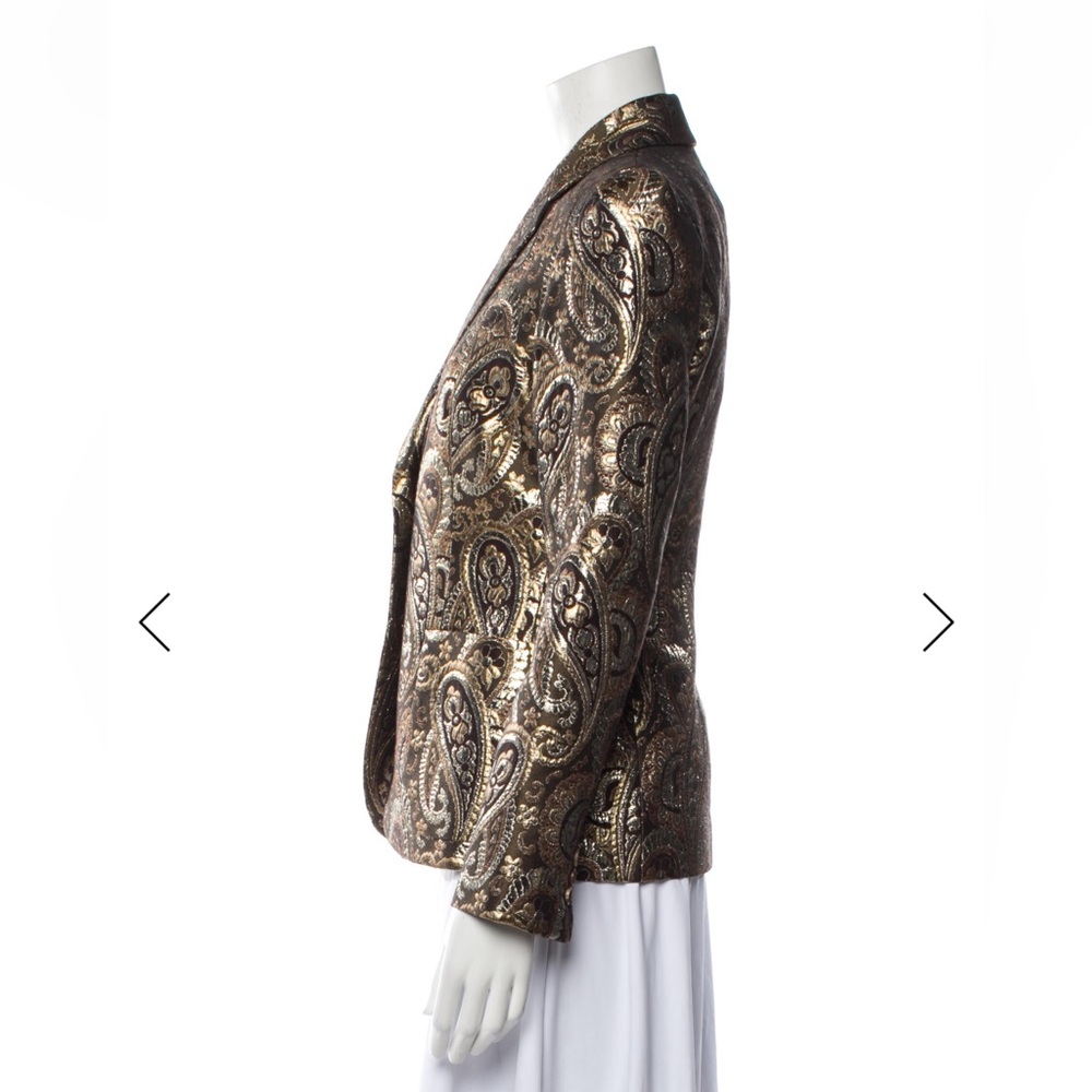 Vintage Celine 2000s Tapestry Brocade Blazer Evening Jacket Brown Gold Holiday‎ - Picture 2 of 11